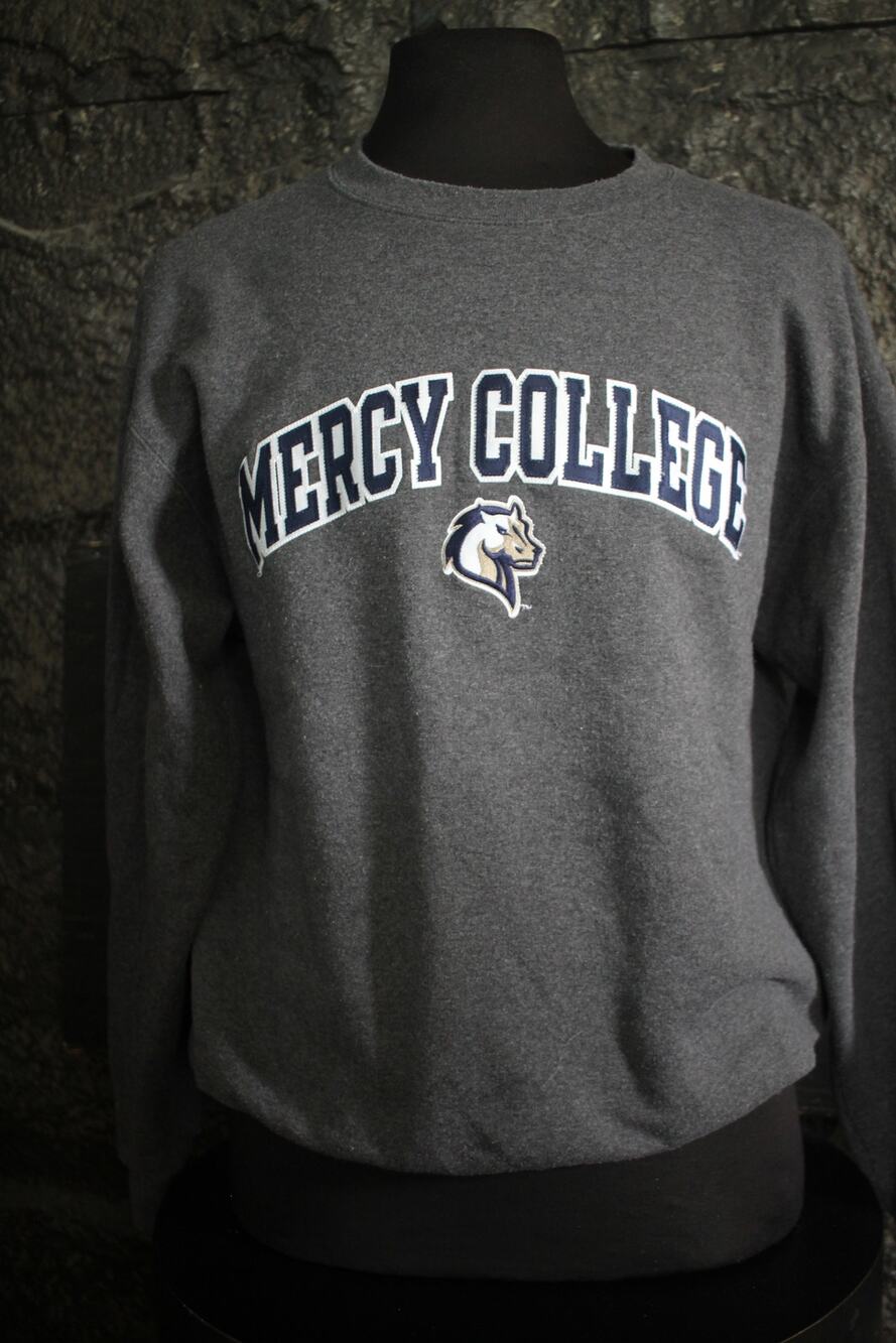 Champion Mercy College Gray Crewneck Sweatshirt Men's Large Embroidered NCAA
